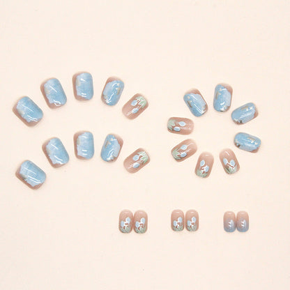 Pastel Blue Breeze | Short Square Manicure | Press On Nails