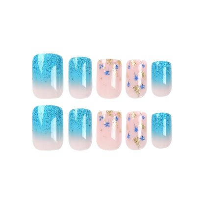 Azure Fizz | Short Squoval Manicure | Press On Nails N725