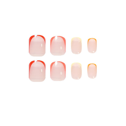 Scarlet French| Short Squoval Manicure | Press On Nails N401