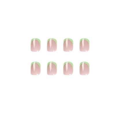 Lime Green French | Short Squoval Manicure | Press On Nails N466