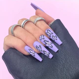 Purple Butterfly Ballerina Nail Long