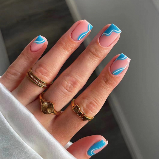 Blue Swirl Nails