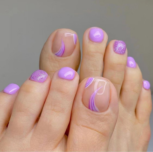 Glitter Purple Toe Nails