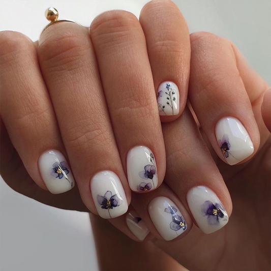 Vignette Ink Purple Flower Nails