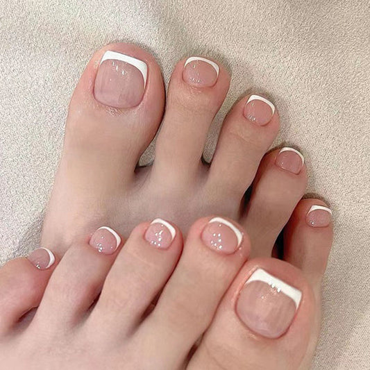 Simple French Tip Toe Nails