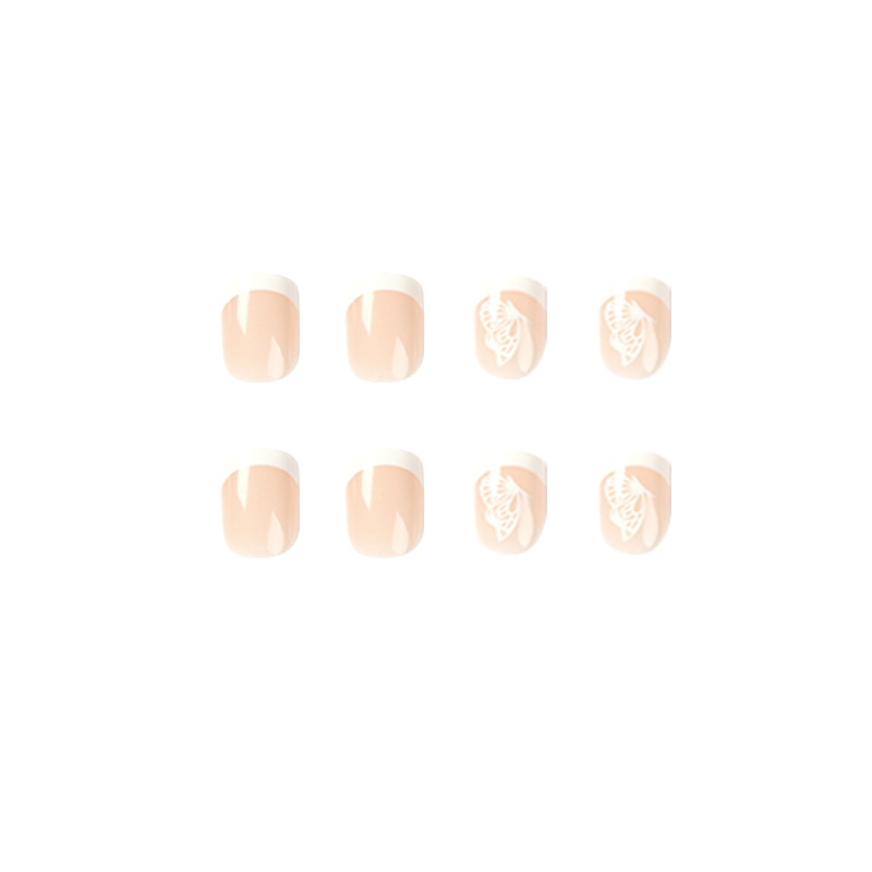 Butterfly French Tip Short Square Nails