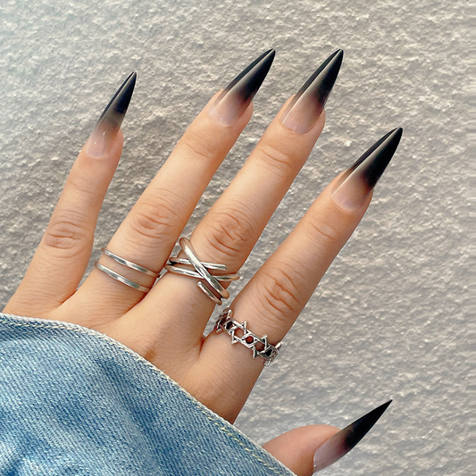 Black Ombre Stiletto Nails