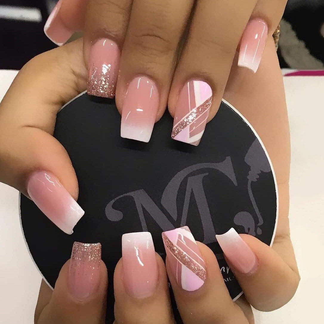 Pink Prism Sparkle| Short Squoval Manicure | Press On Nails N446