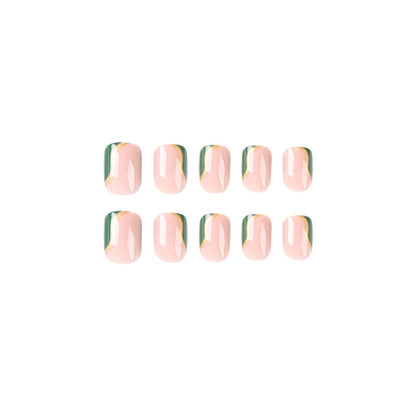 Emerald Gold Ripples| Short Squoval Manicure | Press On Nails N601