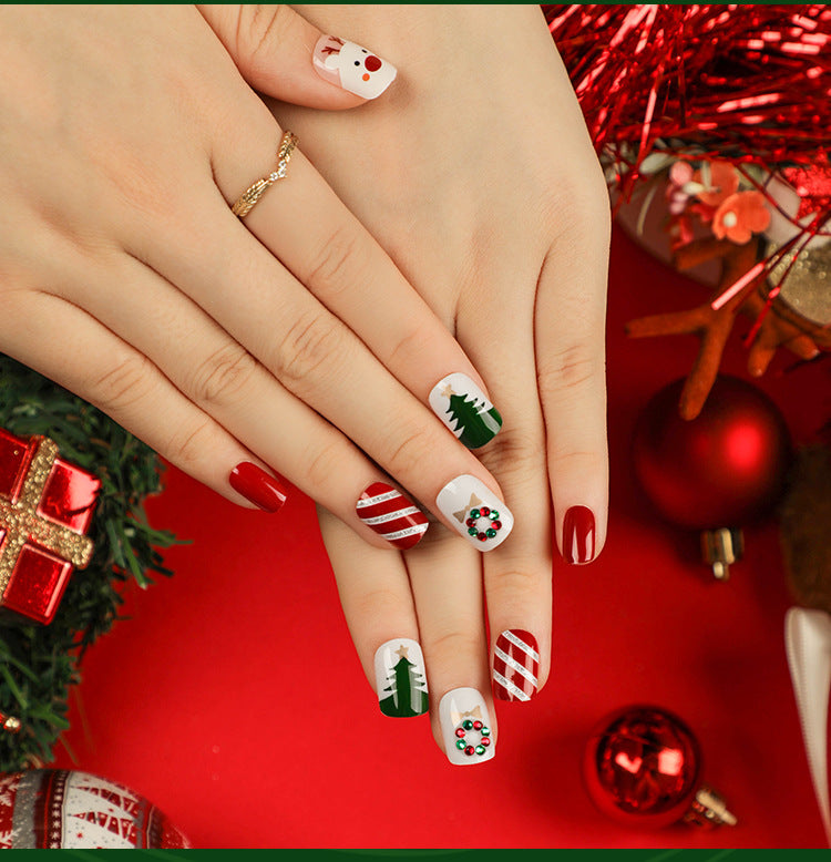 Jolly Snowman | Short Squoval Manicure | Press On Nails N395