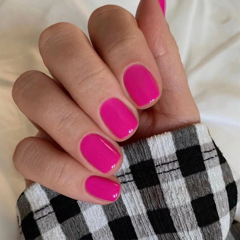 Vivid Solid Color | Short Squoval Manicure | Press On Nails N514 Pink