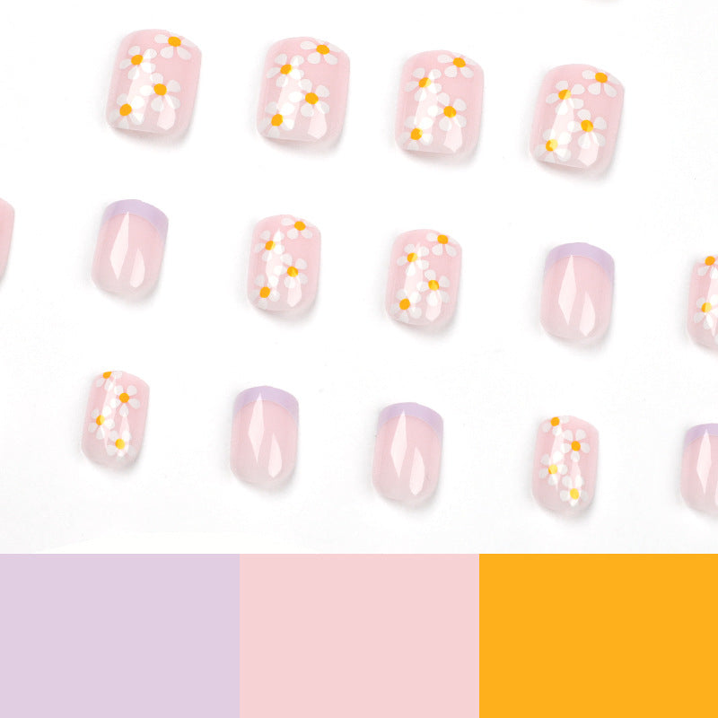 Pastel Flowers | Short Squoval Manicure | Press On Nails N356