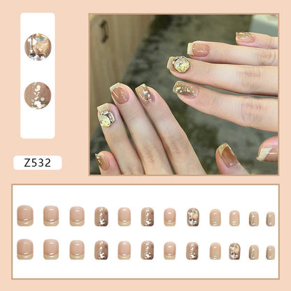 Glamorous Nude | Short Square Manicure | Press on Nail