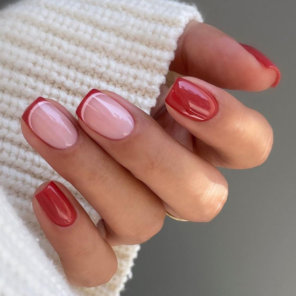 Ruby Rose Delight| Short Squoval Manicure | Press On Nails N719