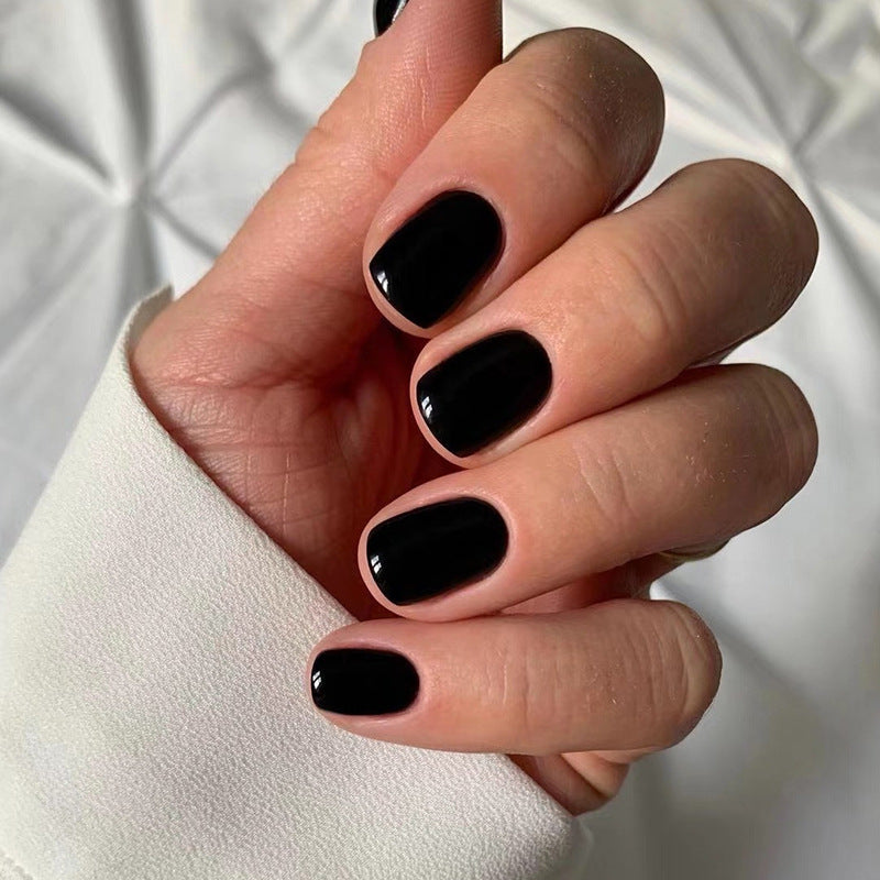 Vivid Solid Color | Short Squoval Manicure | Press On Nails N514 Black