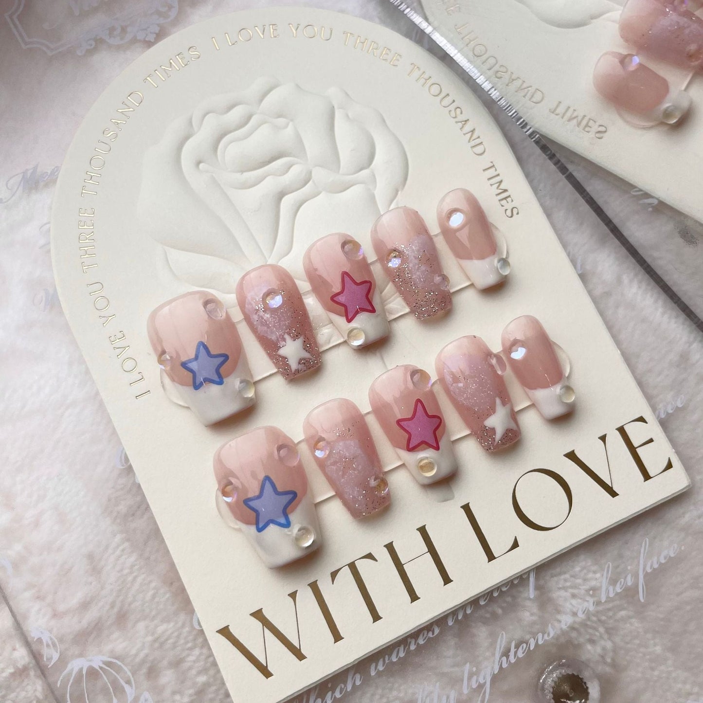 Glistening Y2K Stars| Long medium Short Coffin Manicure | Handmade Press on Nails H27 Medium