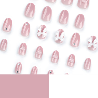 Peony Pink Heart | Short Almond Manicure | Press On Nails N794