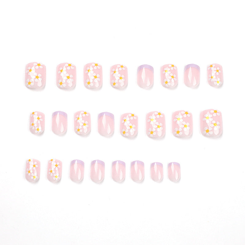 Pastel Flowers | Short Squoval Manicure | Press On Nails N356