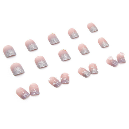 Misty Pink Pearl| Short Squoval Manicure | Press On Nails