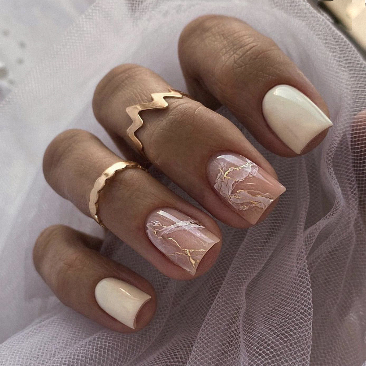 Nude Peach Mable | Short Squoval Manicure | Press On Nails N529