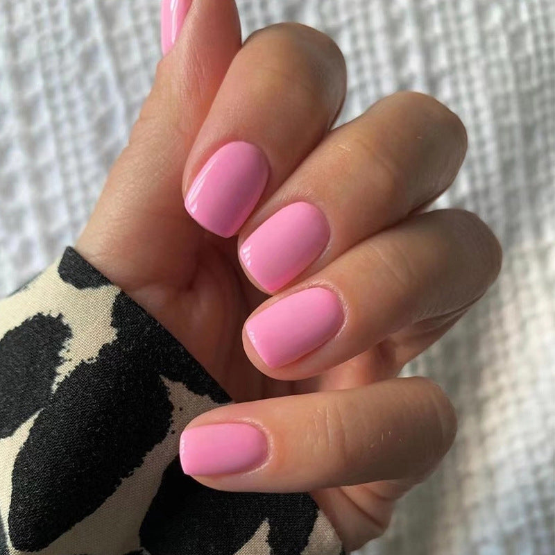 Vivid Solid Color | Short Squoval Manicure | Press On Nails N514 Light Pink