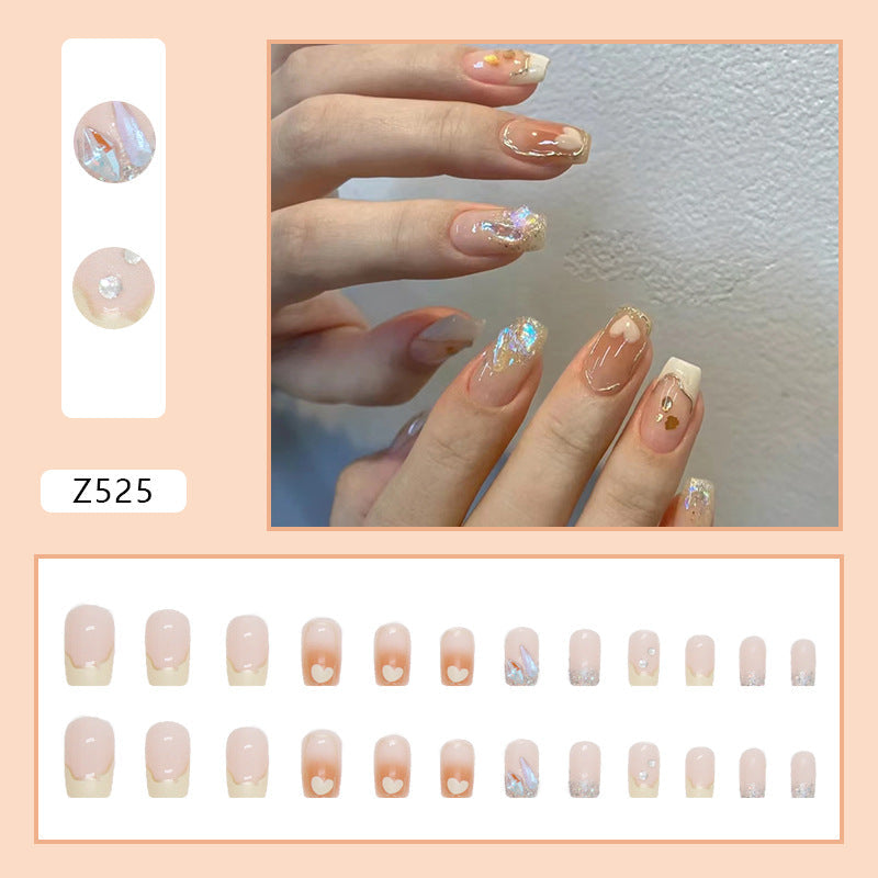 Ivory Sparkle Glamour | Short Squoval Manicure | Press On Nails