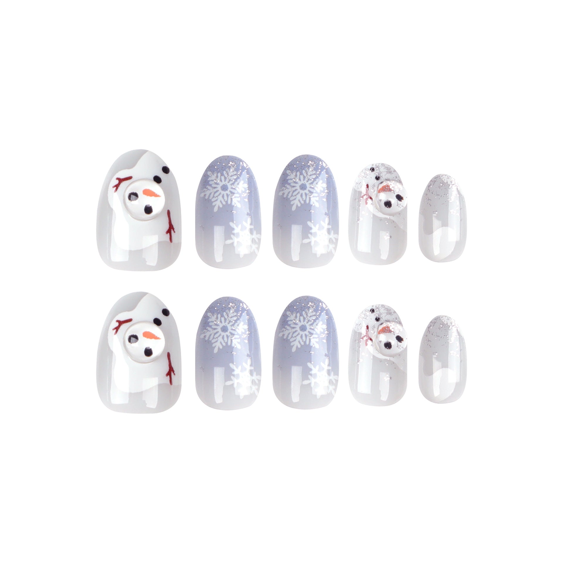 Frosty Wonderland Glam | Short Almond Manicure | Press On Nails N487