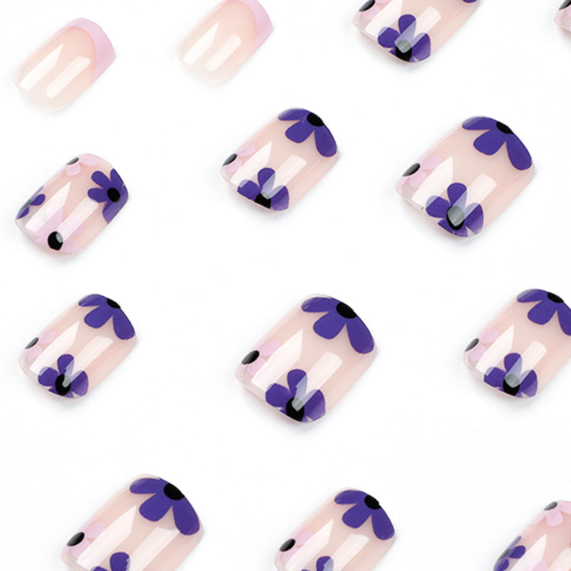 Lavender Floral| Short Squoval Manicure | Press On Nails N765