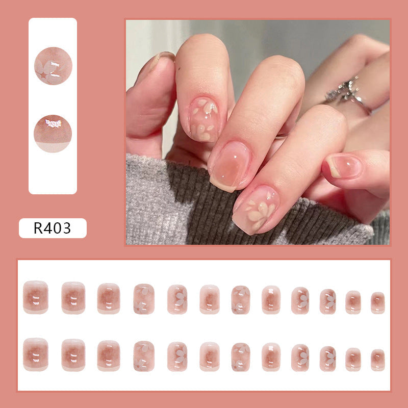 Romantic sakura bloom| Short Squoval Manicure | Press On Nails