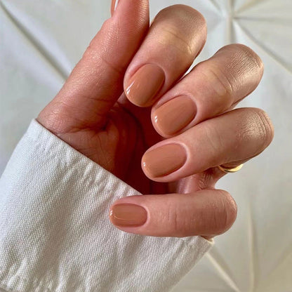 Vivid Solid Color | Short Squoval Manicure | Press On Nails N514 Nude Peach