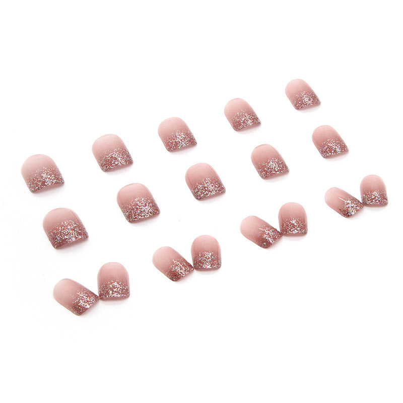 Blushing Glitz | Short Square Manicure | Press On Nail