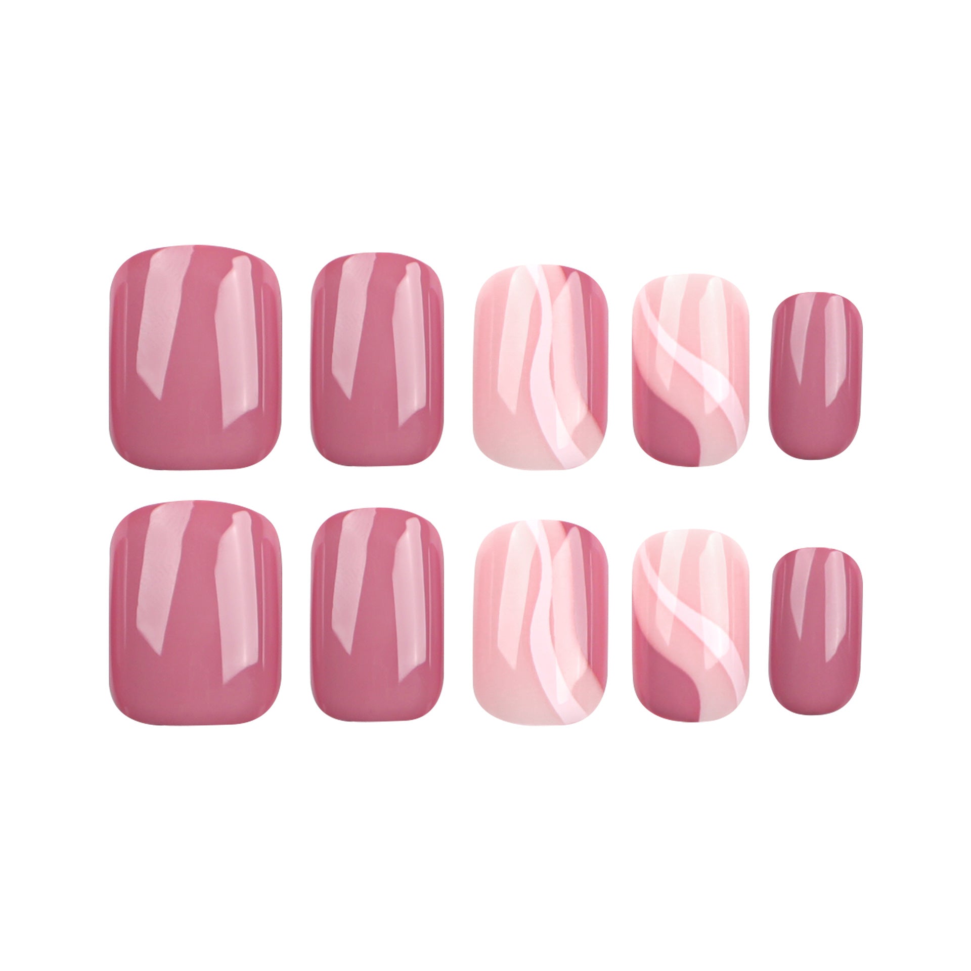 Rosy Berry Swirl| Short Squoval Manicure | Press On Nails N648