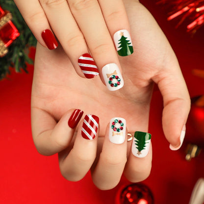 Jolly Snowman | Short Squoval Manicure | Press On Nails N395