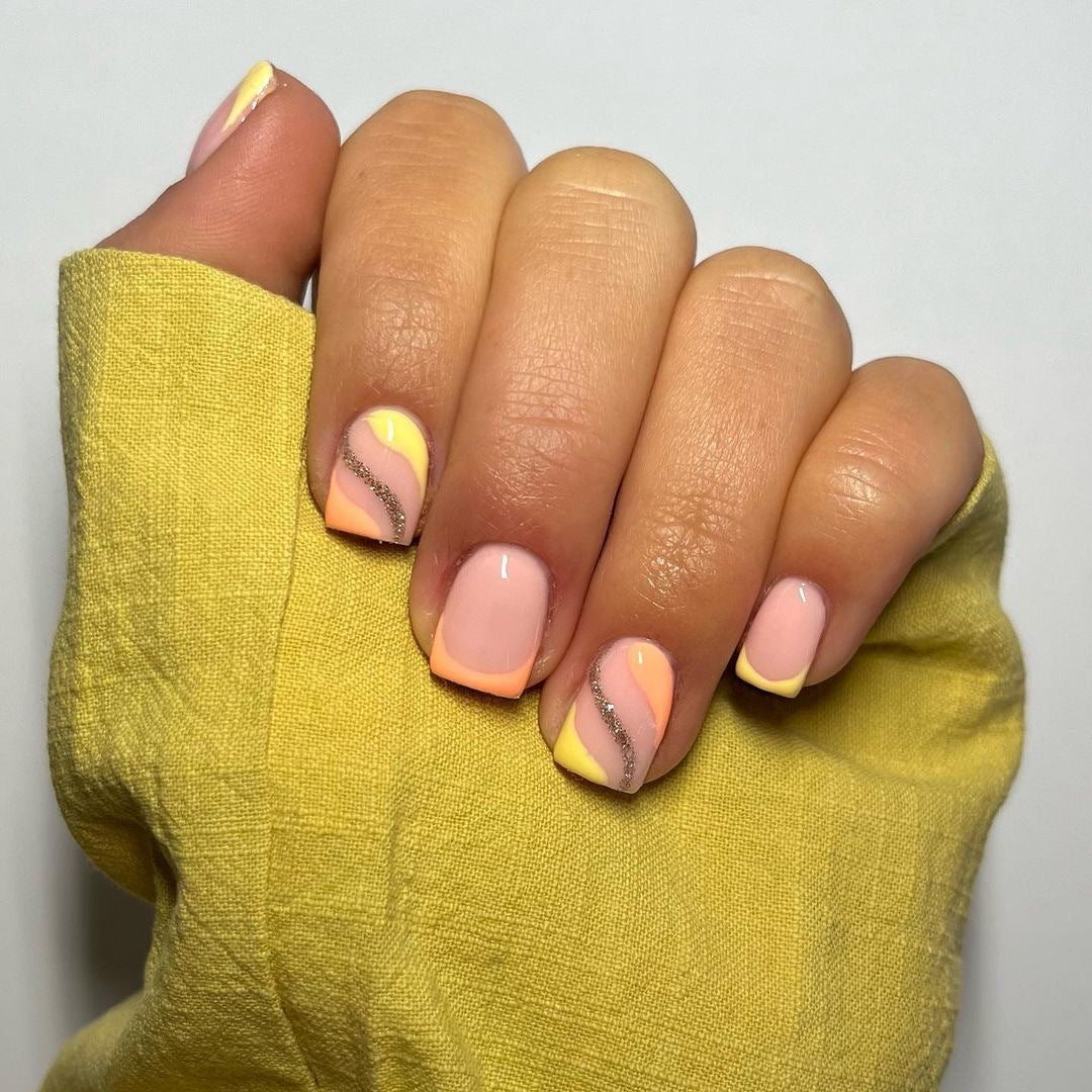 Citrus Spiral | Short Squoval Manicure | Press On Nails N762