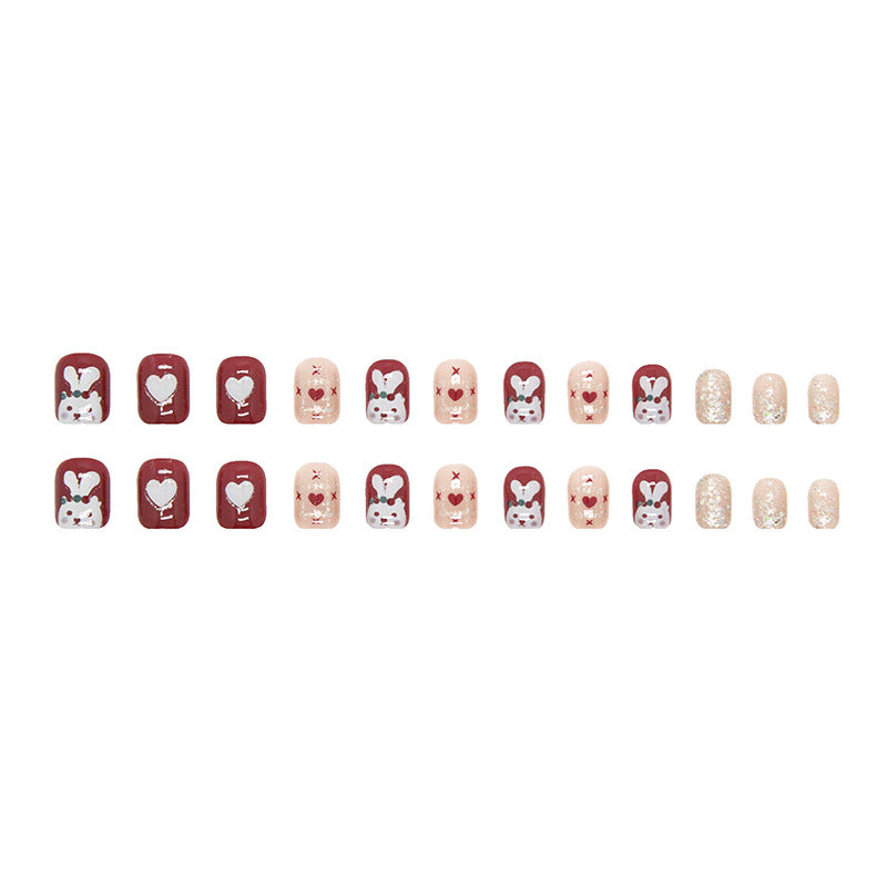 Shimmer Bunny| Short Squoval Manicure | Press On Nail