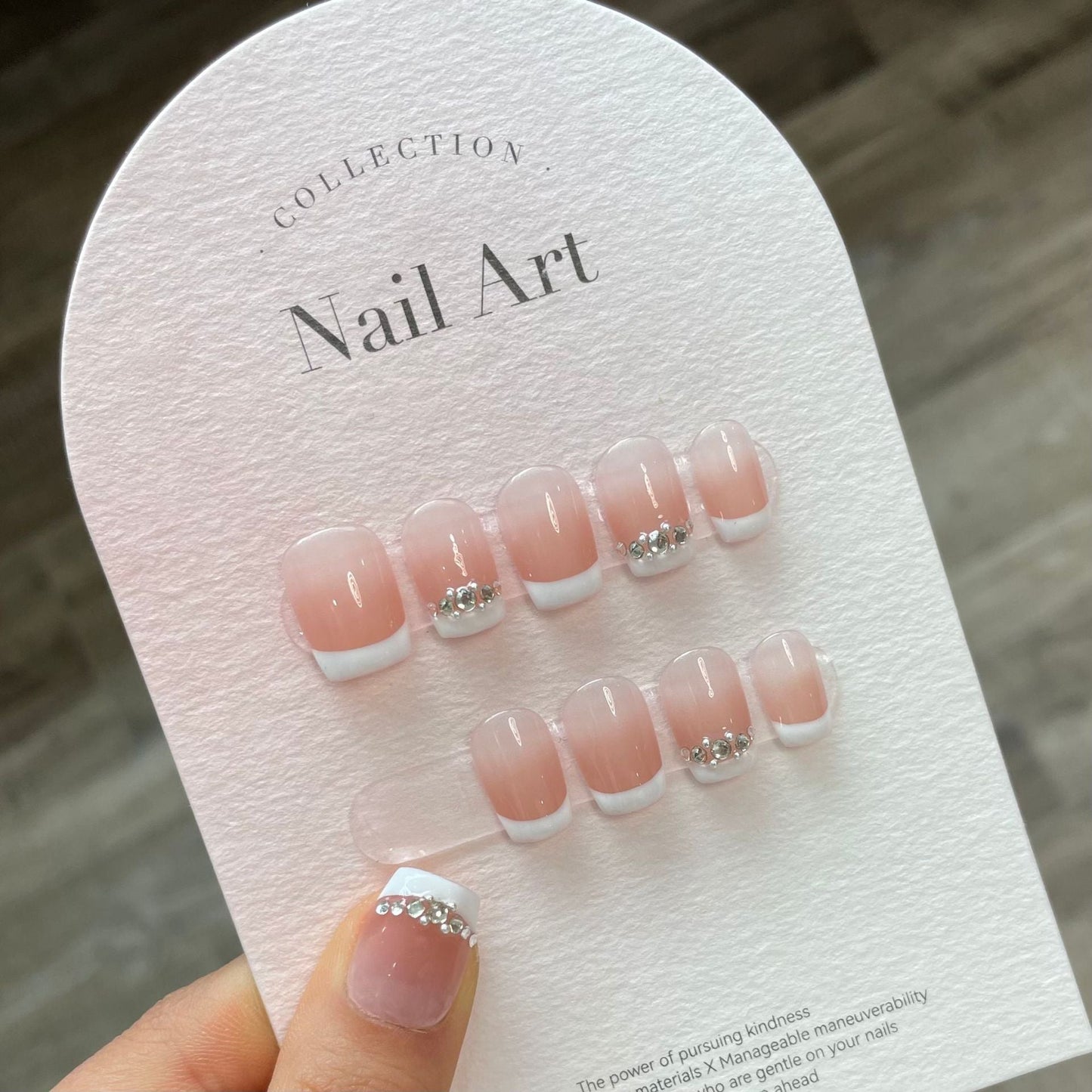 Pink Bow Fairy Glam | Short Squoval Manicure | Handmade Press On Nails H199 Diamond