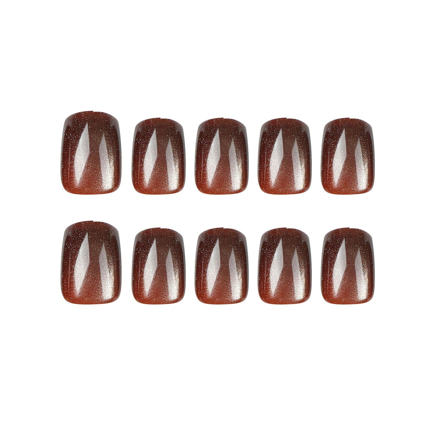 Mocha Cat-Eye Magic| Short Squoval Manicure | Press On Nails N408