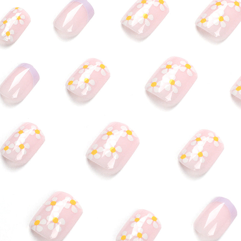 Pastel Flowers | Short Squoval Manicure | Press On Nails N356