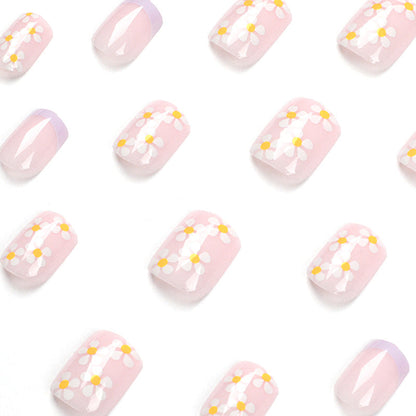 Pastel Flowers | Short Squoval Manicure | Press On Nails N356