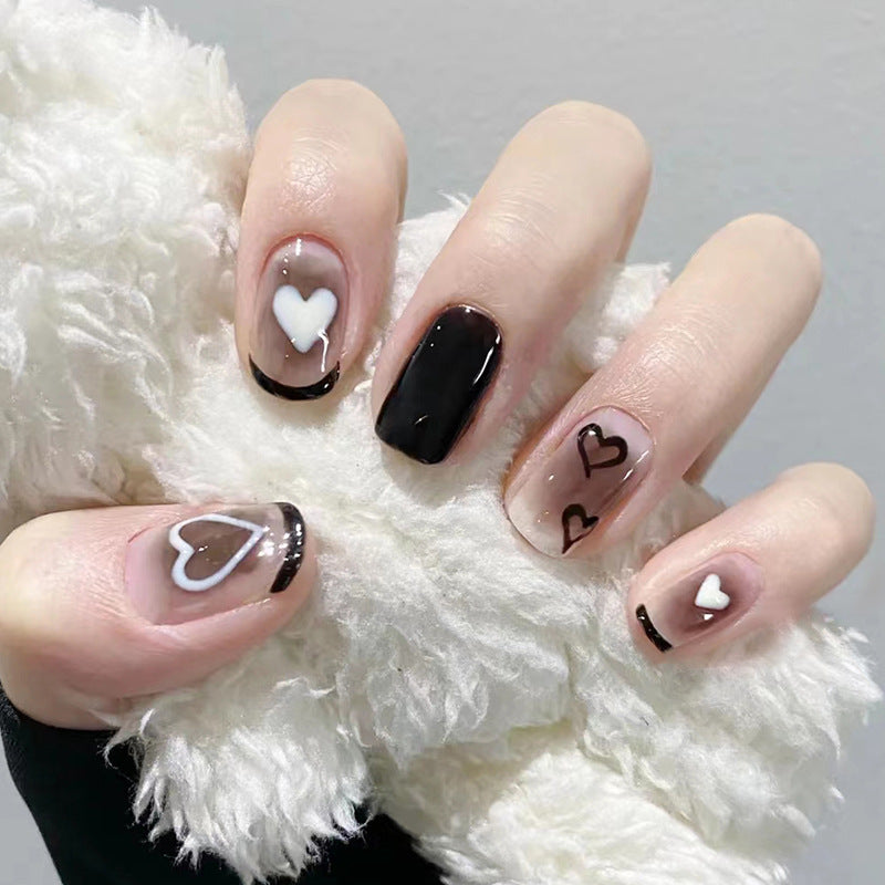 Black Heart| Short Squoval Manicure | Press On Nail