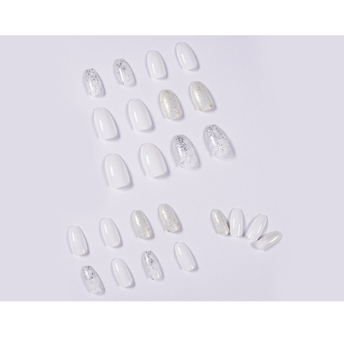 private label nail art false nail white snow coffin short nail press on with customize packages