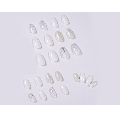 private label nail art false nail white snow coffin short nail press on with customize packages