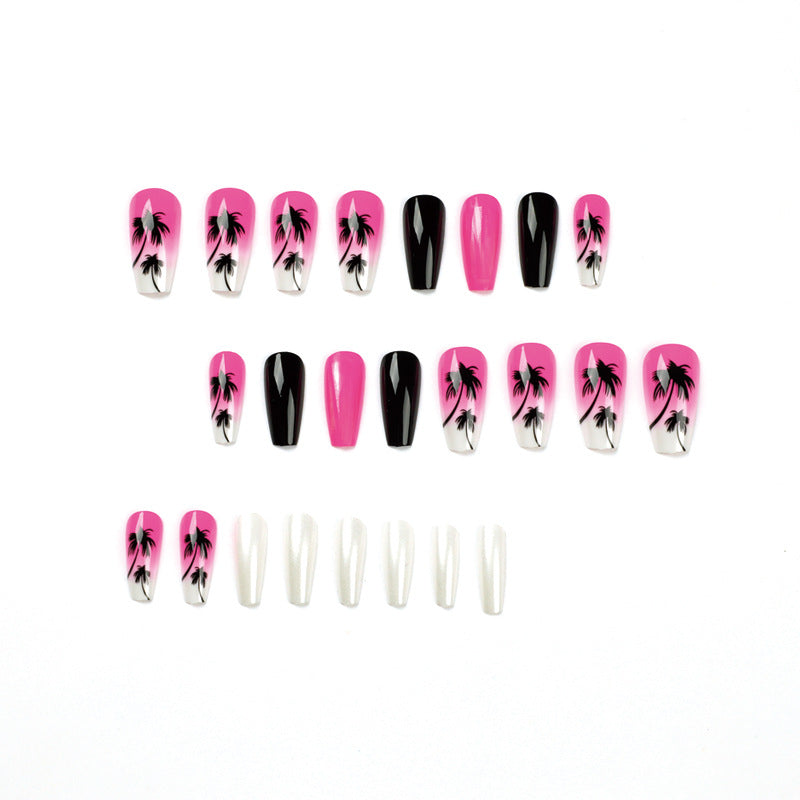 24 Pcs/box Wholesale False Nail Art Short Fake Nails Coffin Ombre Full Cover Artificial Fingernails Press On Nails