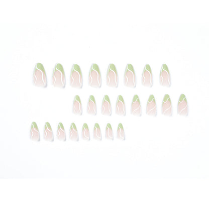 24 Pcs/set OEM/ODM Long Lasting Artificial Fake Nails Art Short Almond Tips Handmade Press On Nails