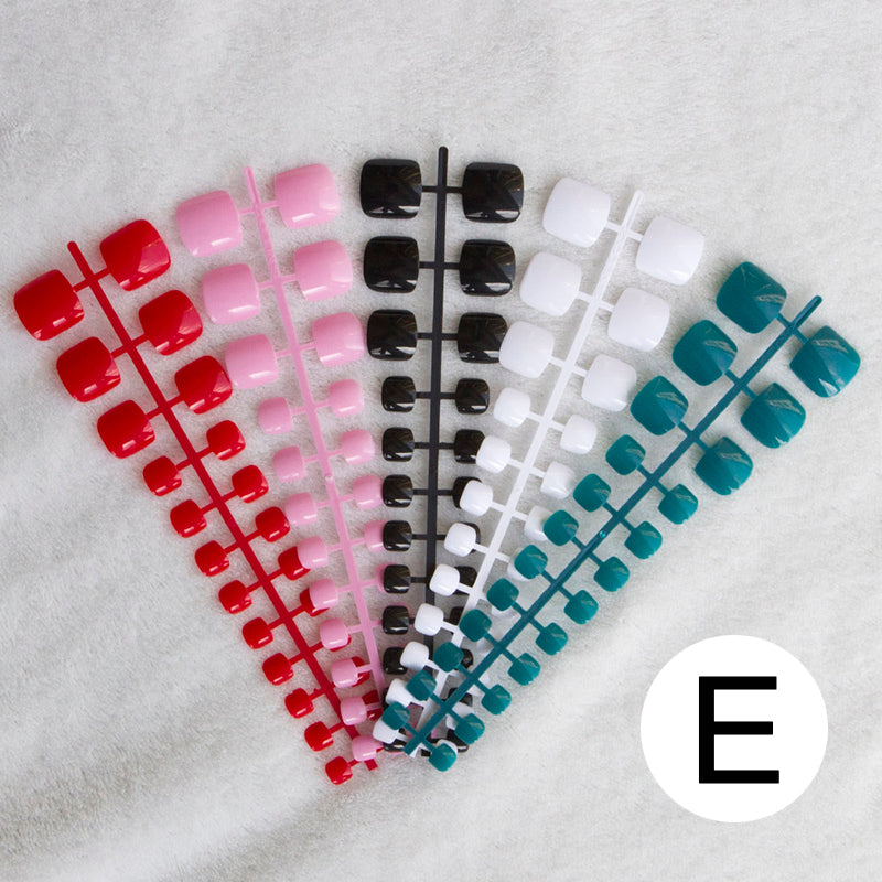 5 Sets Full Cover short false toenails nails Mixed 5 Colors press on foot french Foot False Nail Art Salon Supplies Wholesale 3