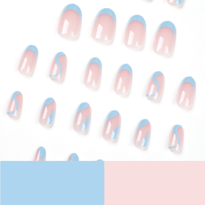 24 Pcs/Box Wholesale Custom Wave Easy Apply Oem False Nails Almond Short Press On Nails Vendor