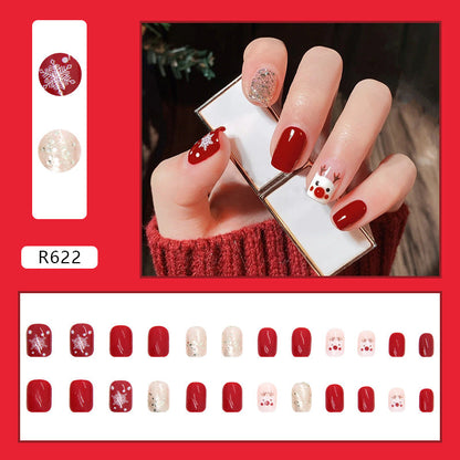 Christmas Designed Press On Nails Wholesale Short Long Coffin Square Xmas Nail Art Decoration Ballerina False Nail Tips R622