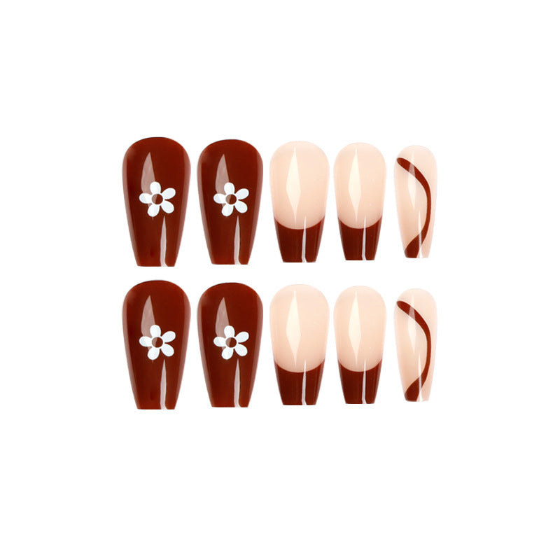 Free Sample Easy Apply Full Cover False Nails Short Flower Press On Nails