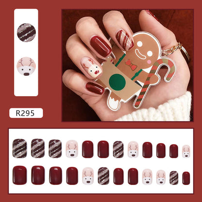 Christmas Designed Press On Nails Wholesale Short Long Coffin Square Xmas Nail Art Decoration Ballerina False Nail Tips R295