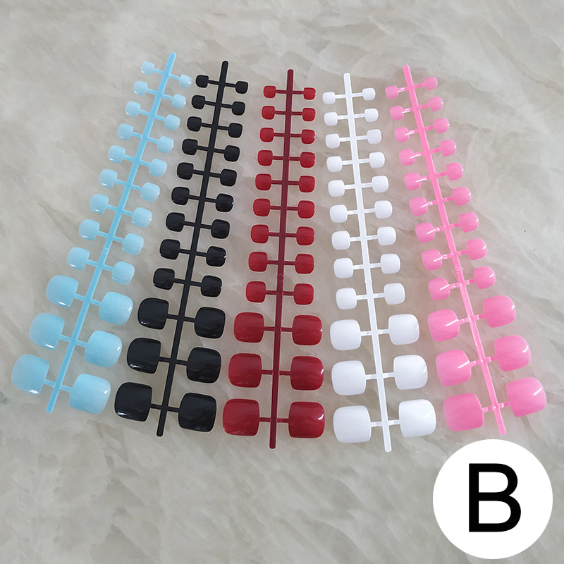 5 Sets Full Cover short false toenails nails Mixed 5 Colors press on foot french Foot False Nail Art Salon Supplies Wholesale 2